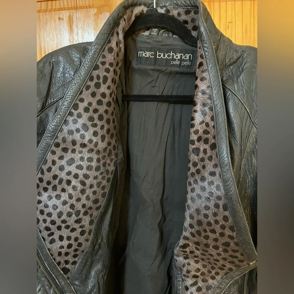 Marc Buchanan Pelle Pelle Vintage Animal Print 80’s Genuine Leather Jacket - Picture 3 of 16